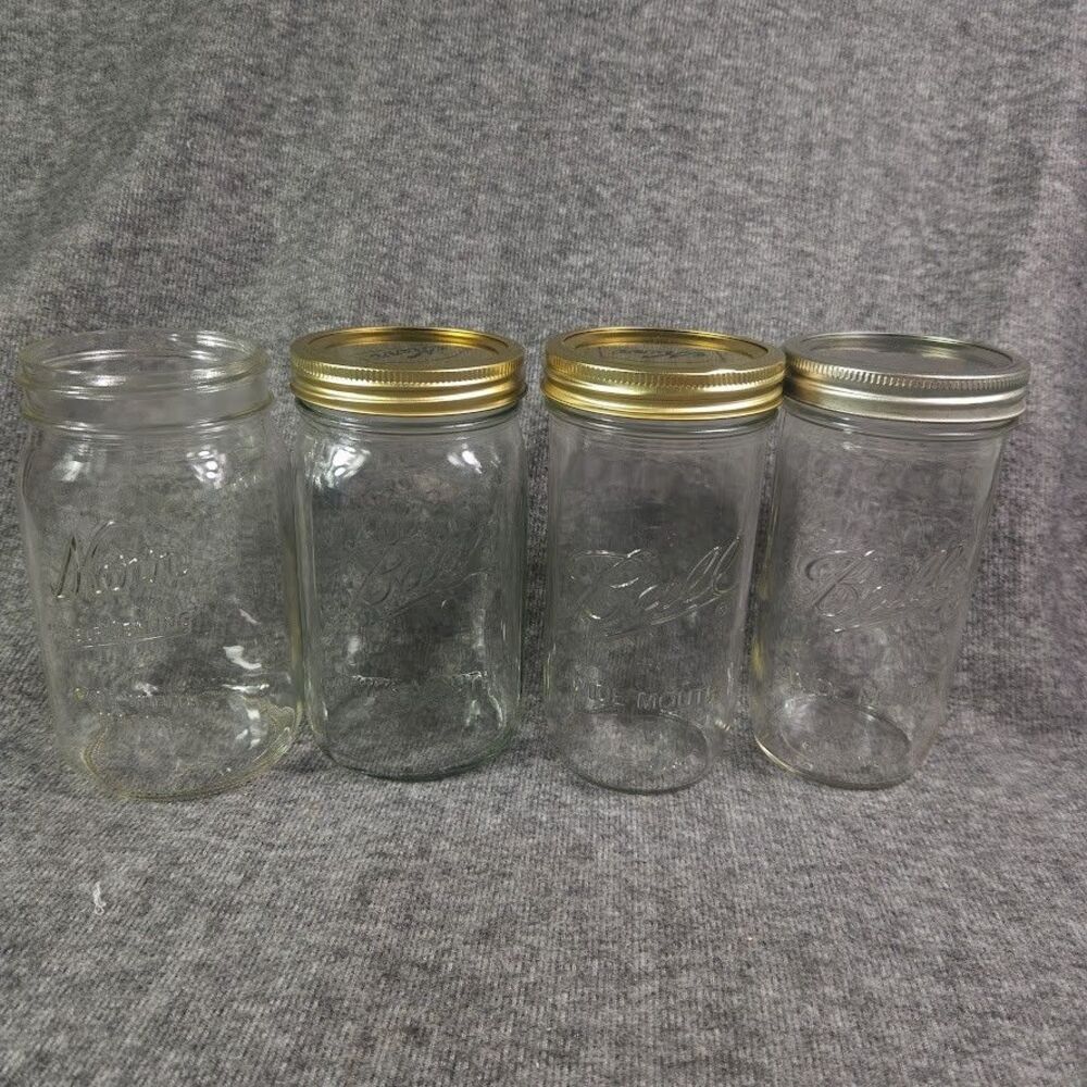 Vintage Ball and Kerr Mason Jars 32 Oz Made In USA Widemouth Lot Of 4